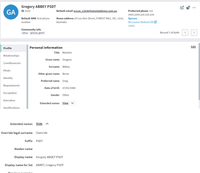 Change name formats and labels for records